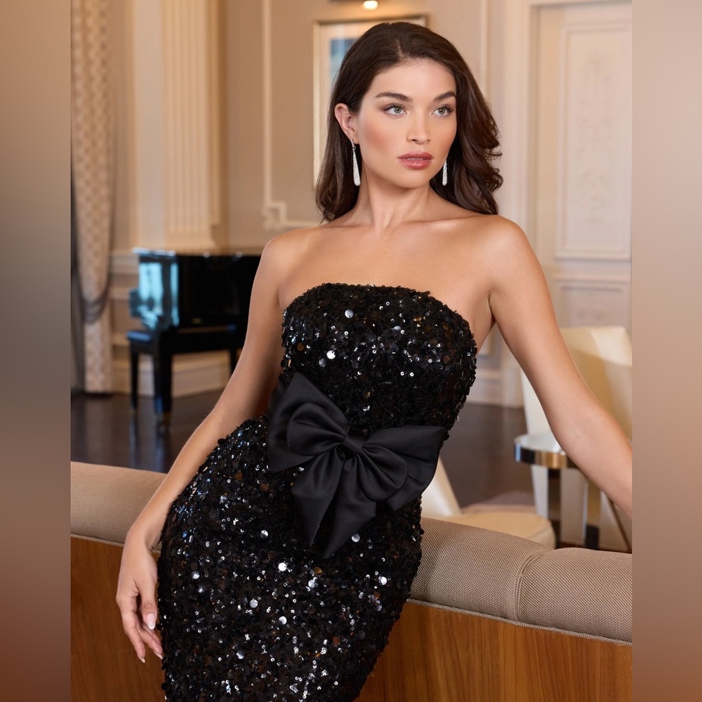 MAC DUGGAL
Black Strapless Sequin Evening Gown With Bow Anthropologie - Picture 14 of 14